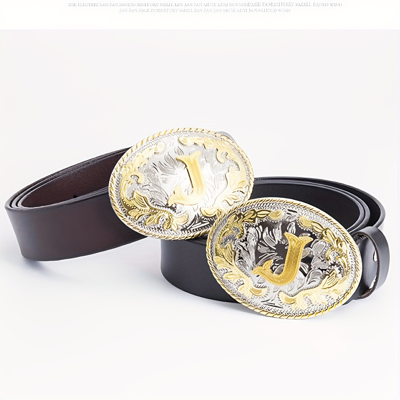 Western Style Leather Belt with J Buckle